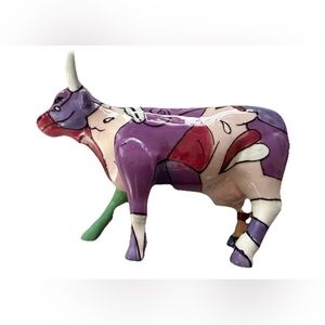 COW PARADE PATCHWORK HAND PAINTED CERAMIC NEW YORK CITY ARTIST EVENT COLLECTIBLE